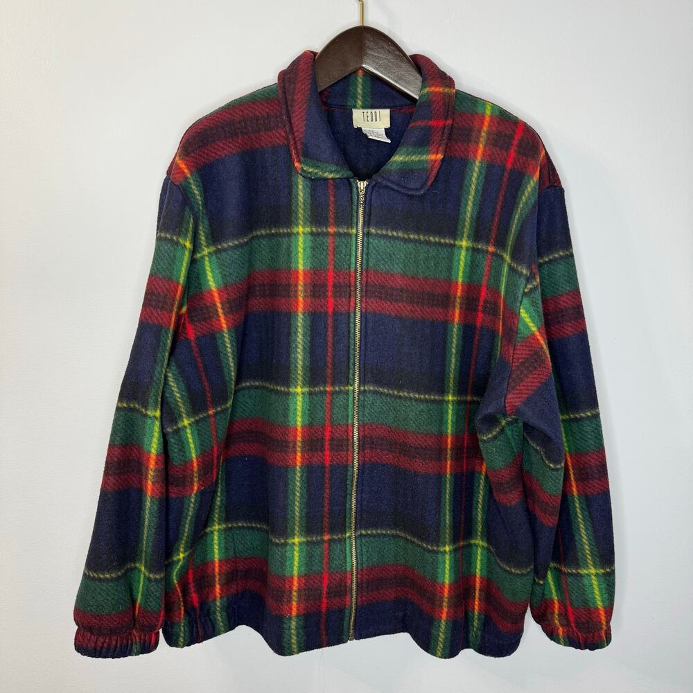 Vintage Teddi Full Zip Fleece Plaid Multi Jacket Full Zip Women's 2X - Picture 3 of 9